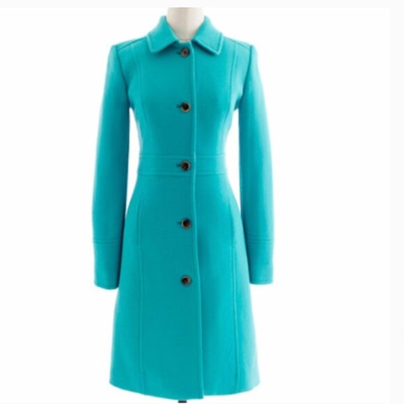 J. Crew EUC Lady Day Turquoise Coat 2P - Picture 7 of 8
